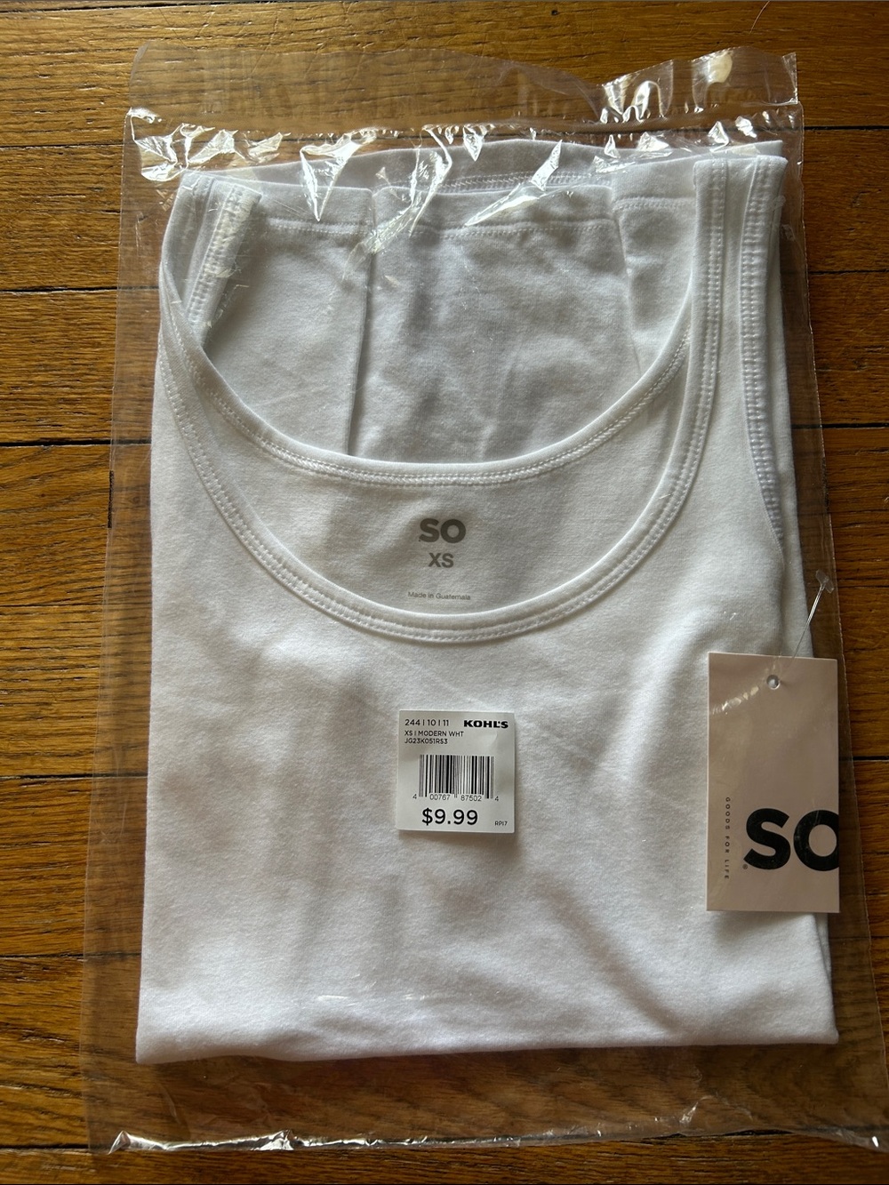SO White XS Scoop Neck Tank - Classic Cotton - Picture 1 of 3